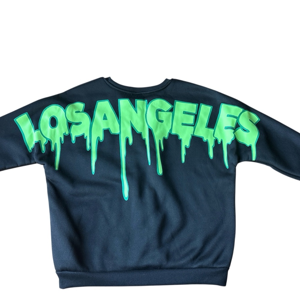 SHEIN Kids Crewneck - Black with Neon Green Graphic
